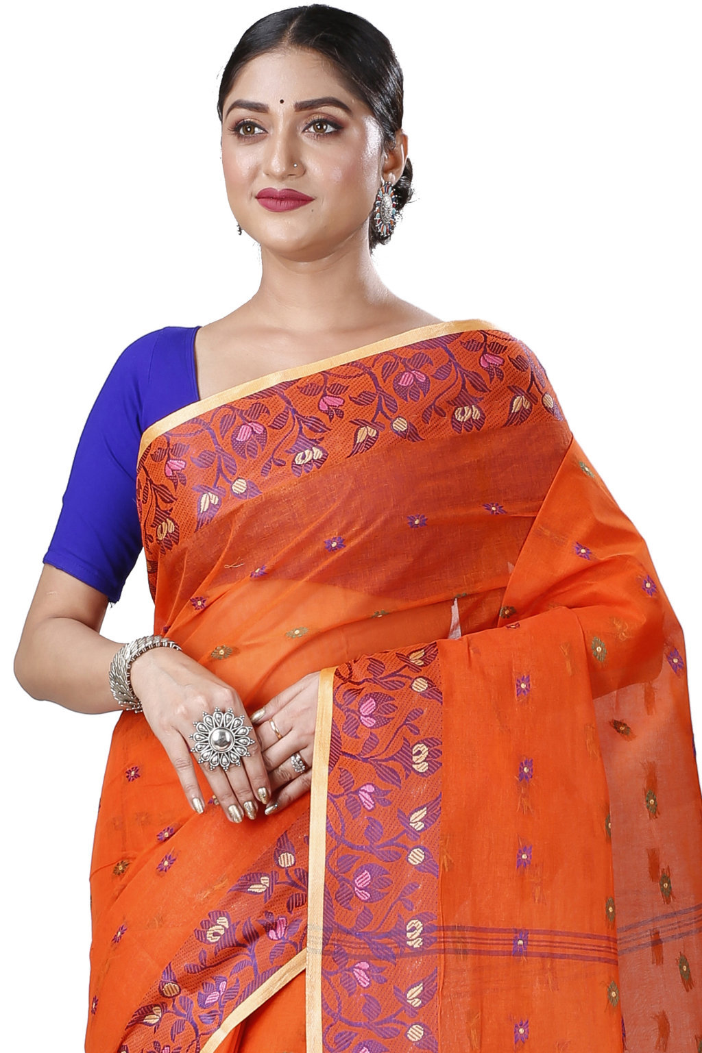 Orange Pure Cotton Gopika Tant Saree (1055)